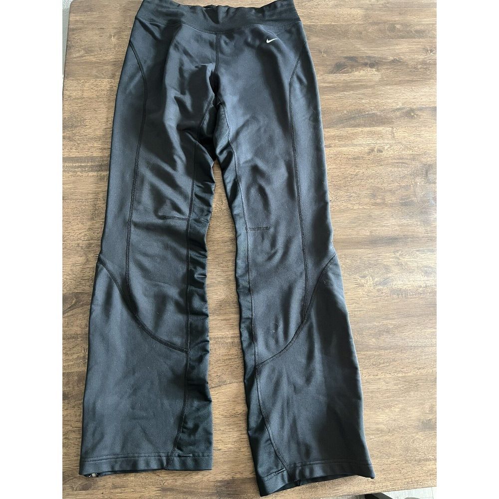 Nike Small S Women Black Dri-Fit Yoga Workout‎ Pants Back Pocket Side Zipper